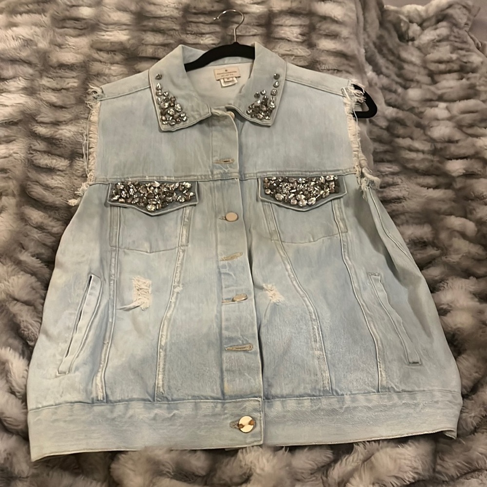 Bling denim vest